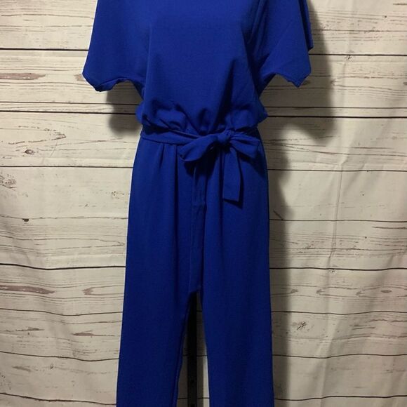 BTFBM Women’s Short Sleeve Blue Jumpsuit - Picture 6 of 6